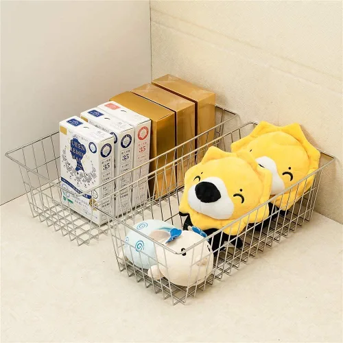 Miniatura 3 de Slideep Cestas de alambre para congelador, cesta de almacenamiento con asas, almacenamiento de alimentos para armarios de cocina, despensa, armario