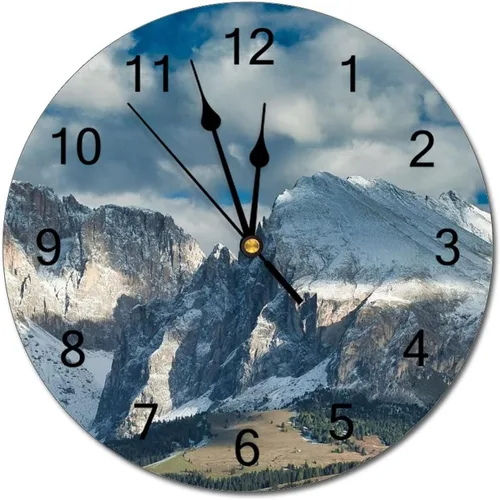 Miniatura 24 de Reloj de pared silencioso sin tictac de PVC, montañas del Tirol del Sur, Italia, senderismo, C, funciona con pilas, 10 pulgadas (9.8 in), reloj