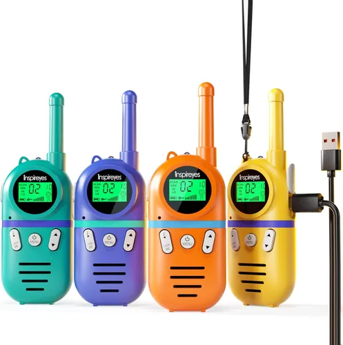 Miniatura 23 de Inspireyes Walkie Talkies para niños recargables, juguetes para niños y niñas de 3 a 12 años, paquete de 2 radios bidireccionales de largo alcance
