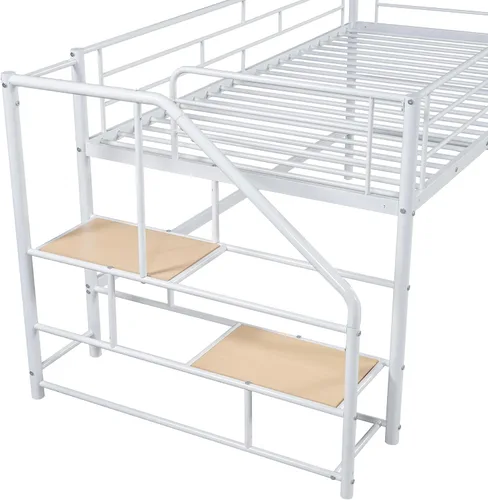 Miniatura 7 de Merax Base de cama baja de metal junior para niñas y niños, ahorro de espacio/fácil de montar, color blanco