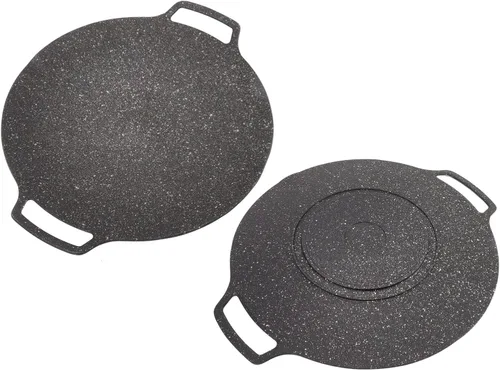 Miniatura 10 de Sartén coreana, sartén redonda antiadherente de 11.8 pulgadas para barbacoa coreana, parrilla redonda con asa, placa de estufa multifuncional