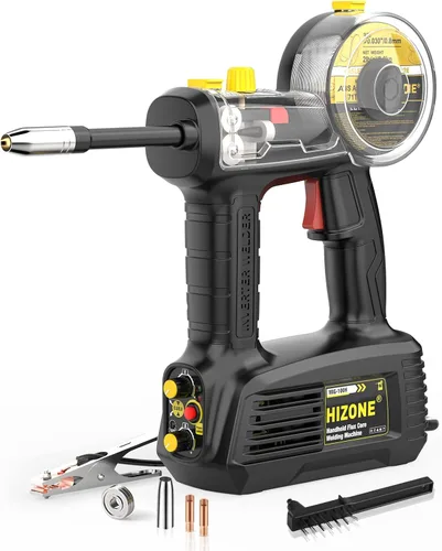 Máquina de soldadura MIG de mano 110V, HIZONE 100A Flux Core Máquina de soldadura portátil, equipo de soldadura de alimentación de alambre inversor