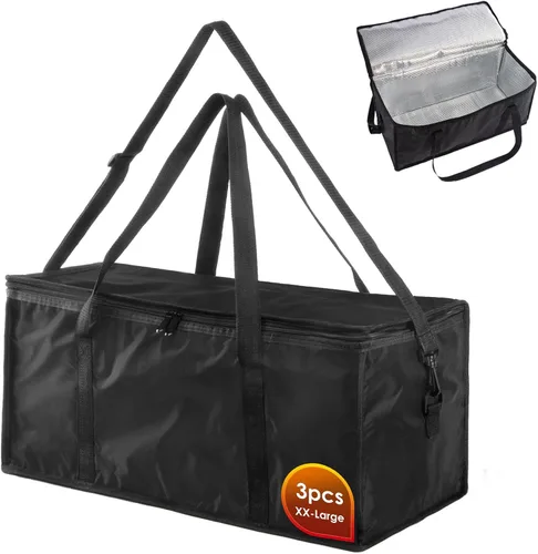 Paquete de 3 bolsas aisladas para entrega de alimentos, bolsas de compras aisladas de 22 x 10 x 10 pulgadas para alimentos congelados, parte