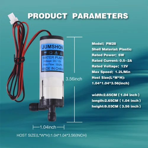 Miniatura 4 de Upgrade KPW26C-12C2 - Bomba de agua compatible con máquina de hielo de encimera G E Profile Opal 2.0, DC 12V OEM 1.2L/PM Mini bomba de repuesto