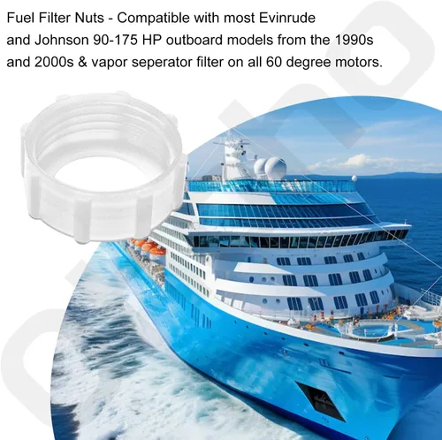 Miniatura 4 de 433190 0433190 - Filtro de combustible con juntas tóricas y tuerca de filtro de combustible 335112 compatible con Johnson Evinrude BRP V4/V6/60 Deg