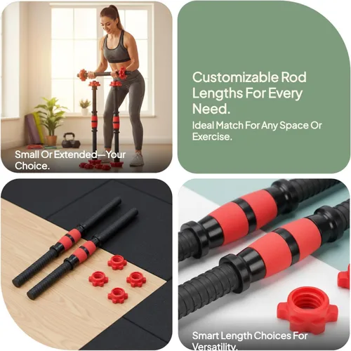 Miniatura 5 de DYNWAVE Juego de 2 mancuernas con mango de mancuernas, resistentes con 4 collares para entrenamiento de fuerza, accesorio de gimnasio
