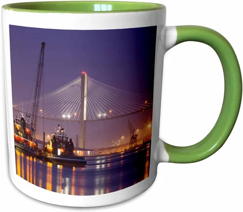 Miniatura 11 de 3dRose Taza de café, tamaño – 15 oz – Georgia, Talmadge Bridge, remolcadores, Savannah River – US11 JWL0430 – Joanne Wells Georgia – divertido
