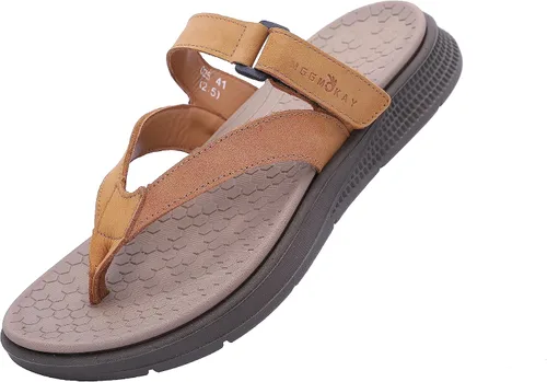 Miniatura 5 de MGGMOKAY Sandalias ligeras de cuero para hombre con soporte de arco
