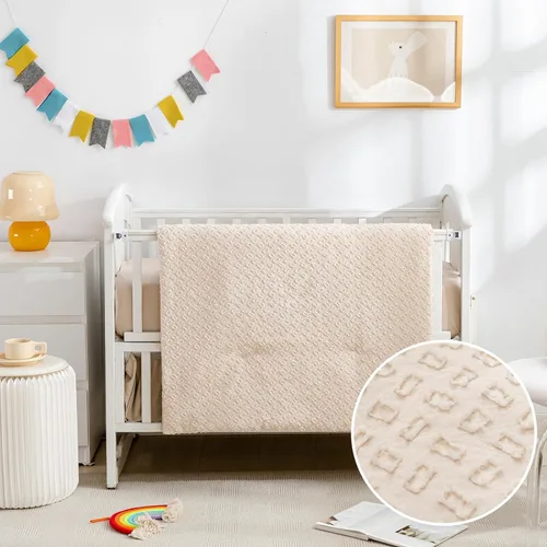 Cokouchyi Juego de ropa de cama de 3 piezas para niño y niña, juego de cuna geométrico acolchado de jacquard, incluye falda, manta y sábana, ropa de