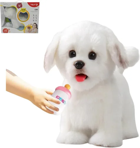 Miniatura 11 de Juguete de perro de peluche electrónico caminante de Pomeranian, cachorro realista interactivo robot mascota perro, caminando, ladrando, moviendo