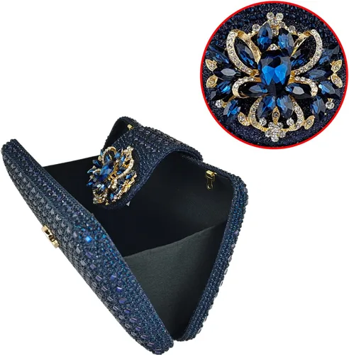 Miniatura 3 de Bolso de noche único con diamantes de imitación brillantes para mujer, bolso de embrague floral Sparkly, Rhinestone, Unique, Floral