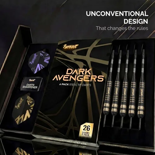 Miniatura 3 de IgnatGames Steel Tip Dart Set - Brass Barrels with Tempered Steel Points, Aluminum Shafts, 16 GlideXPro Flights (Standard No. 2 + Slim), Lila - Dark