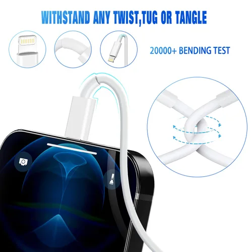 Miniatura 4 de Cargador para iPhone de 3 pies, [certificado MFi de Apple], cable Lightning original, paquete de 3 cables USB de sincronización de datos de carga