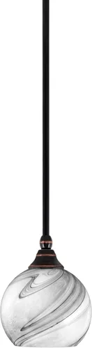 Miniatura 102 de Toltec Lighting Tallo Colgado Mini colgante, acabado de cobre negro, 3.5" cuadrado humo burbuja vidrio