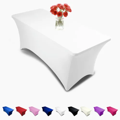 Mantel cubremesa elastizado, rectangular, de 6 ft, de lino de lycra ajustado, para cubrir la mesa de DJ, artesanos, vendedores, bodas, fiestas,