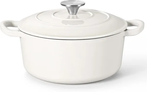 Miniatura 12 de Herogo Horno holandés de hierro fundido esmaltado con tapa, olla holandesa redonda resistente de 3 cuartos de galón con asas dobles para hornear