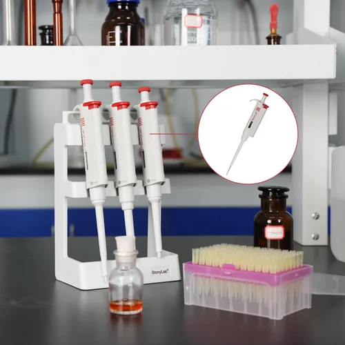 Miniatura 2 de Stonylab Controlador de pipeta de canal único, pipeta de micropipeta de volumen variable ajustable con cono de punta autoclavable para investigación