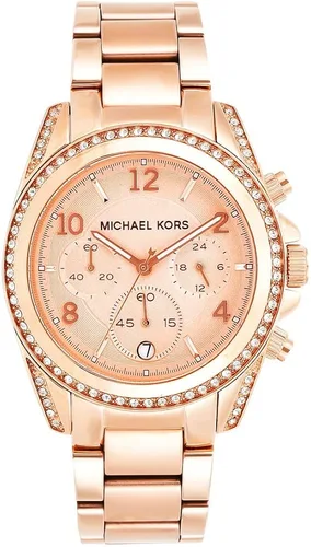 Miniatura 2 de Michael Kors reloj con cronógrafo Blair piedras transparentes en el anillo superior y los pernos tonos rosa y dorado 39 Rose gold
