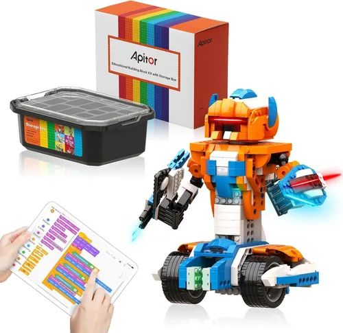 Miniatura 8 de Apitor Kit de Construcción de Robot X, 12 en 1 Programable con Aplicación, Control Remoto APP, Vehículo RC, Conjunto de Codificación de Robótica