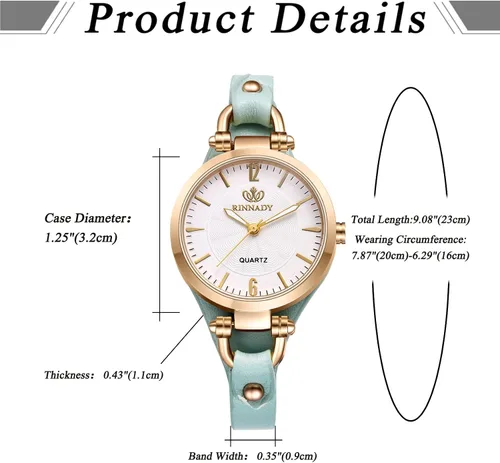 Miniatura 7 de Avaner Relojes de cuarzo de cuero para mujer correa delgada con cara pequeña para mujer, elegante vestido de pulsera