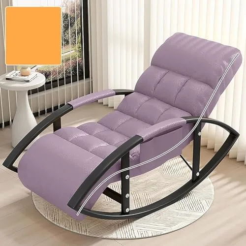 Miniatura 18 de Large Adjustable Reclining Rocking Chair Set with Footrest for Living Room and BalconyComfortable Outdoor Indoor Seating Solution,Amarillo-Golden