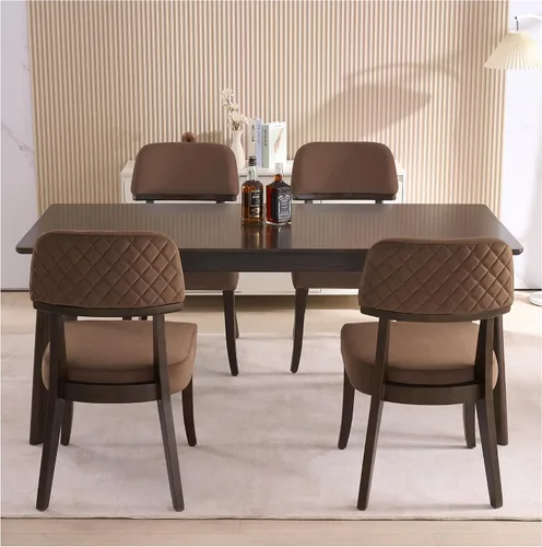 Miniatura 22 de adochr Sillas de comedor de terciopelo con brazos, sillas de comedor tapizadas con patas de madera dura y respaldo curvado abierto, sillas de cocina