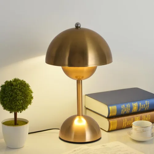 Lámpara de mesa con control táctil, lámpara de seta dorada regulable, luz nocturna para dormitorio, sala de estar, estudio, cafetería, oficina, luz