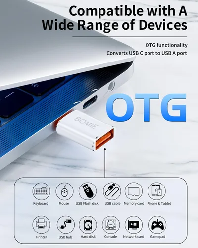 Miniatura 4 de BOMIE Paquete de 2 adaptadores USB C a USB, transferencia de datos de 100 W, carga rápida de 100 W, adaptador OTG tipo C macho a USB 3.2 hembra