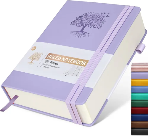 Miniatura 28 de Cuaderno Diario con Líneas - 365 Páginas A5 Cuaderno Grueso para Escribir para Hombres y Mujeres, Cuaderno con Rayas Universitarias, Diario de Cuero