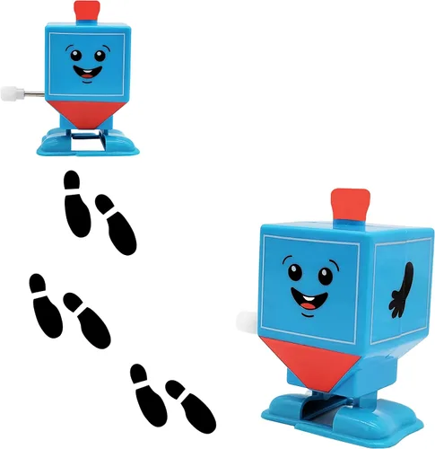 Miniatura 2 de The Dreidel Company Paquete de 3 Hanukkah Wind-Up and Watch Him Walk-Jump Dreidel, recuerdos de fiesta de Janucá, juguetes novedosos para niños