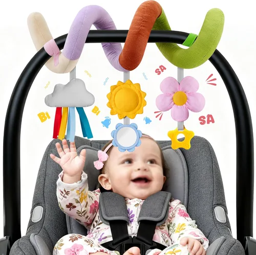 Stuffed Juguetes en espiral para asiento de automóvil para bebé, los mejores regalos para recién nacidos, artículos esenciales suaves para bebés