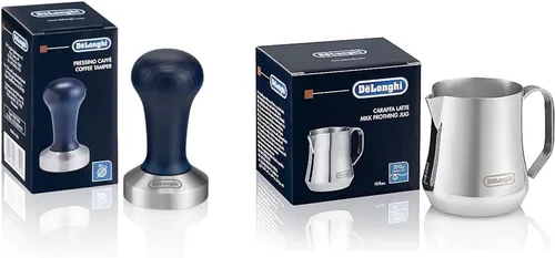 De'Longhi Jarra espumadora de leche de acero inoxidable, 12 onzas (11.8 fl oz), herramienta barista, jarra espumadora para máquina de café expreso,