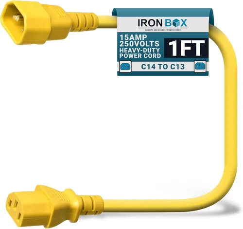 Miniatura 52 de IronBox Electric - Cable de Alimentación C14 a C13 de Servicio Pesado, 15A, 250V, Cable de Extensión para Computadora 14/3 AWG - Cables