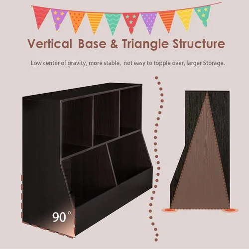 Miniatura 4 de DINZI LVJ Organizador de almacenamiento para juguetes, estantería para niños, gabinete de almacenamiento de juguetes de madera, estantería