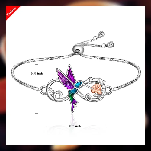 Miniatura 2 de Hummingbird Sea Turtle Chakra Lotus Bracelet for Women 925 Sterling Silver Jewelry Charms Birthday Valentines Gifts