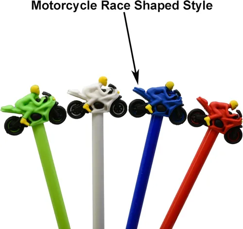 Miniatura 3 de Maydahui 12 bolígrafos geniales para automóvil, divertidos bolígrafos de gel de carreras de motocicleta en tinta negra para niños, escuela, oficina