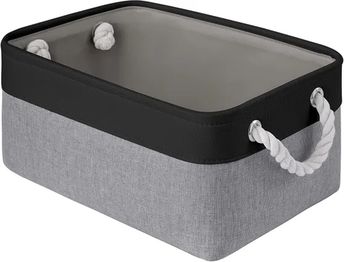 Miniatura 124 de Cestas de almacenamiento para estantes de 11.8 x 7.9 x 5.2 pulgadas, contenedores de almacenamiento plegables de tela con asas, organizador