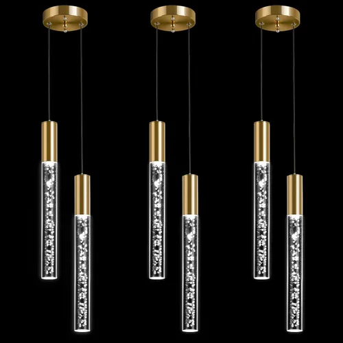 Miniatura 11 de Moderna lámpara colgante dorada, 1 luz LED colgante de 3 colores, cable acrílico, luces colgantes de techo ajustables para cocina, isla, sala