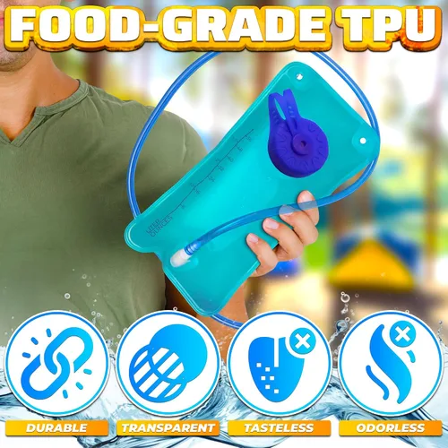 Miniatura 5 de Bolsa de agua para mochila de senderismo, bolsa de hidratación de material TPU de 1L/1.5L con marca legible, tapa de apertura grande, tapa
