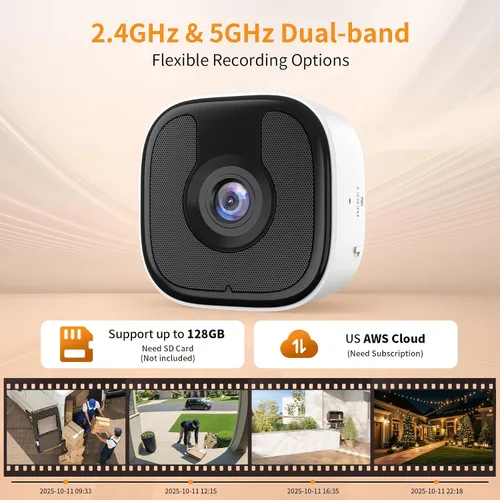 Miniatura 7 de Cámara de ventana de 3 MP 2K, cámara WiFi de 2.4 GHz y 5 GHz para interiores y exteriores, para seguridad en el hogar con visión nocturna a