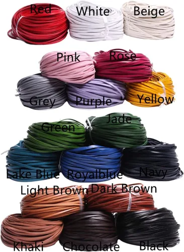Miniatura 3 de Cuerda de cuero genuino de 21 yardas, cuerda plana de cuero trenzado para hacer joyas, collares, pulseras, cordones de zapatos, correas de bolsa