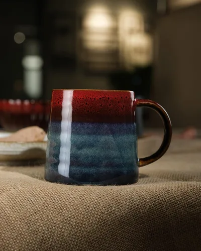 Miniatura 3 de LUXU Tazas de café de cerámica (hechas a mano, 1 unidad), tazas grandes de té de café de porcelana, taza de café con leche de porcelana de 15 onzas