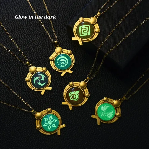 Miniatura 6 de Genshin Vision - Juego de collares con colgante para fanáticos de Genshin Impact Mondstadt Liyue Inazuma Snezhnaya Zinc Sin gemas
