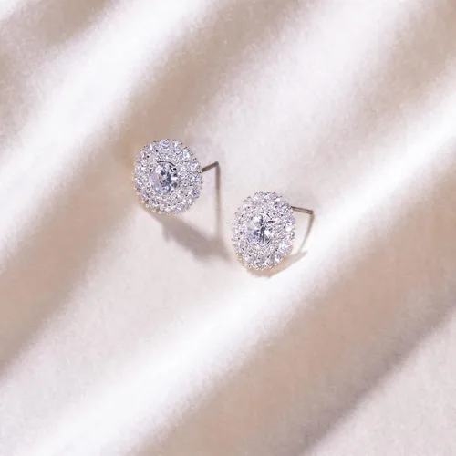 Miniatura 2 de Pendientes de tuerca sagrados para niñasmujeres, aretes de boda de oro plateado para damas de honor