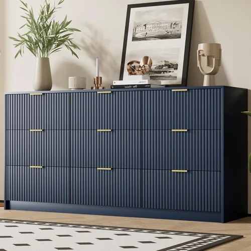 Miniatura 32 de Furniway Cómoda Beige para Dormitorio, Cómoda Moderna con 6 Cajones y Deslizadores Suaves, Cómoda Ancha con Manijas Doradas para Dormitorio, Sala