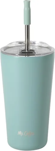 Miniatura 8 de Mr. Coffee Java Quest - Vaso térmico de acero inoxidable de doble pared de 16 onzas con tapa y popote reutilizable, con aislamiento térmico
