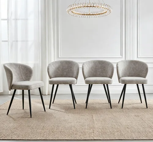 Miniatura 30 de Juego de 2 sillas de comedor negras Stabrech, sillas de comedor con respaldo curvo, sillas de comedor modernas de bouclé tapizadas para la sala
