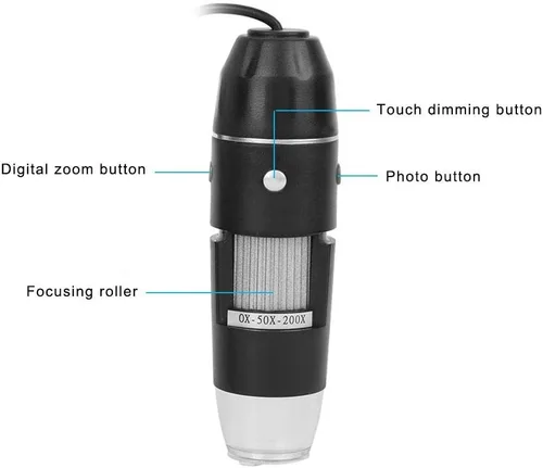 Miniatura 6 de Microscopio digital USB, cámara de microscopio T03500X, portátil, respetuoso del medio ambiente, equipo electrónico mate para experimentos e