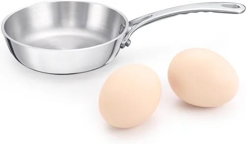 Miniatura 8 de Mini sartén, olla de acero inoxidable de tres capas con mango que se mantiene fresco, salsa térmica y aceite (4 pulgadas/0.12 cuartos de galón)