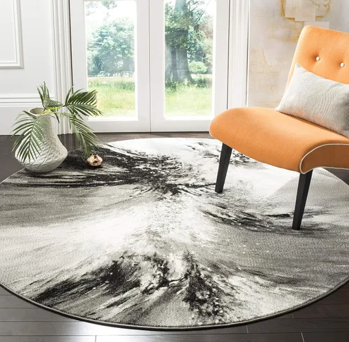 Miniatura 13 de SAFAVIEH Glacier Collection GLA127M - Alfombra moderna abstracta que no desprende pelusa, para sala de estar o dormitorio, 4 x 6 pies, azul/gris
